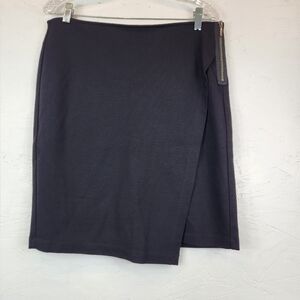 CAbi‎ 998 Women's Faux Wrap Stretch Ponte Skirt Size 10 Solid Black